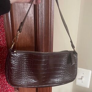 Brown Faux Croc Mini Bag